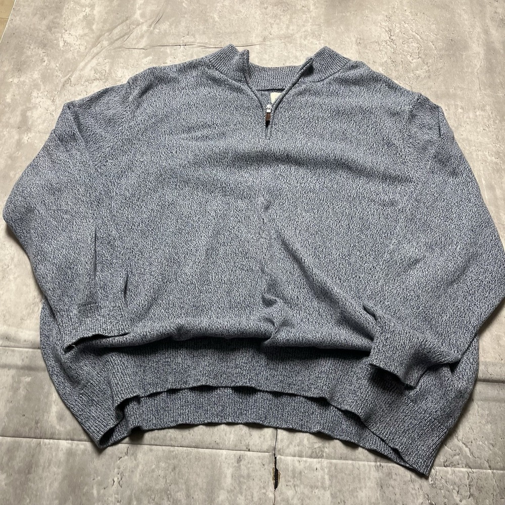 Oak Hill Quarter Zip Sweater Men's 4XL 100% Cotton Blue Pullover Heavyweight